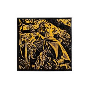 Fantasy Archer Ceramic Coaster Yellow Black Laser Engraved RPG Gaming Decor